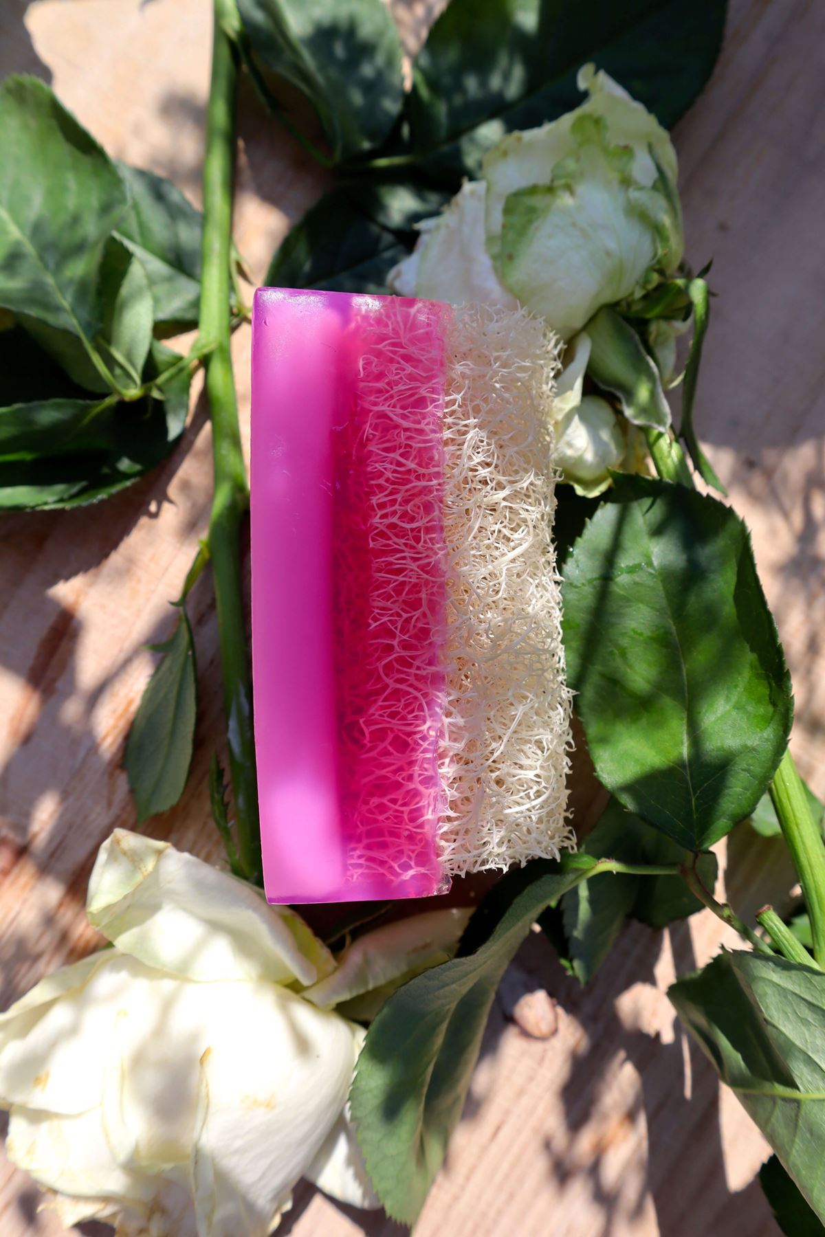 Rose Soap with Loofah
