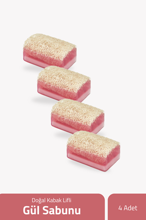 Doğal Kabak Lifli Gül Sabunu 100 gr x 4 Adet