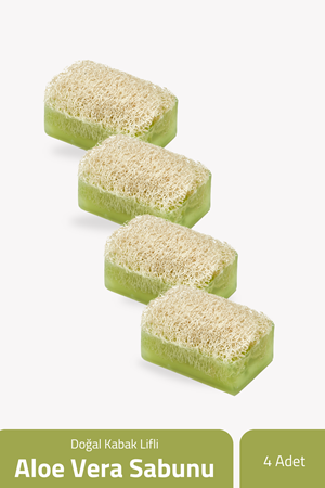 Doğal Kabak Lifli Aloe Vera Sabunu 100 gr x 4 Adet
