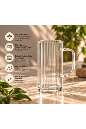 Cam Kupa Bardak 380 ml - Borosilikat Isıya Dayanıklı